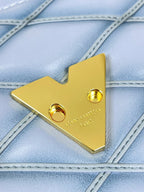 LOUIS VUITTON GO-14 MM 23 IN LIGHT BLUE GRAY QUILTED LAMBSKIN GOLD HARDWARE
