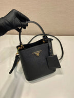 PRADA MINI BUCKET BAG 18 IN BLACK SAFFIANO LEATHER