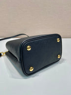 PRADA MINI BUCKET BAG 18 IN BLACK SAFFIANO LEATHER