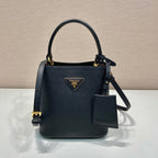 PRADA MINI BUCKET BAG 18 IN BLACK SAFFIANO LEATHER