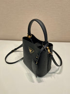 PRADA MINI BUCKET BAG 18 IN BLACK SAFFIANO LEATHER