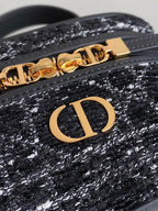 DIOR MINI CARO VANITY 16 BLACK TWEED AND LAMBSKIN