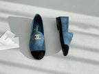CHANEL LOAFERS IN CERULEAN BLUE MIX BLACK SUEDE