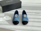 CHANEL LOAFERS IN CERULEAN BLUE MIX BLACK SUEDE