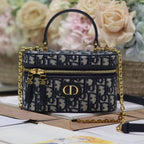 DIOR CARO 16 MINI VANITY CASE IN BLUE MONOGRAM OBLIQUE JACQUARD FABRIC