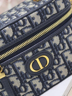 DIOR CARO 16 MINI VANITY CASE IN BLUE MONOGRAM OBLIQUE JACQUARD FABRIC