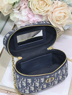 DIOR CARO 16 MINI VANITY CASE IN BLUE MONOGRAM OBLIQUE JACQUARD FABRIC
