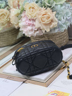 DIOR CARO 16 MINI VANITY CASE IN BLACK MACROCANNAGE LAMBSKIN