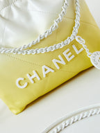 CHANEL MINI 20 HOBO BAG IN WHITE MIX LIGHT YELLOW CALFSKIN