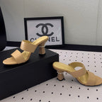 CHANEL MULES cream LAMBSKIN