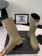 CHANEL rainboot  dark beige