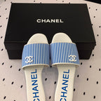 CHANEL MULES blue LAMBSKIN