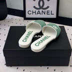 CHANEL MULES green LAMBSKIN