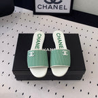 CHANEL MULES green LAMBSKIN
