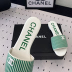 CHANEL MULES green LAMBSKIN