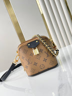 LOUIS VUITTON JUST IN CASE 14 IN BROWN MONOGRAM REVERSE CANVAS GOLD HARDWARE