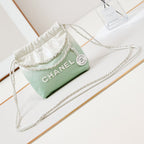 CHANEL MINI 20 HOBO BAG IN WHITE MIX LIGHT GREEN CALFSKIN