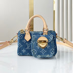 LOUIS VUITTON NANO SPEEDY 16 IN BLUE MONOGRAM DENIM GOLD HARDWARE