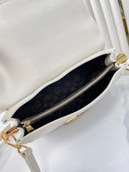 LOUIS VUITTON DAUPHINE SOFT MM 24 IN WHITE SMOOTH LAMBSKIN GOLD HARDWARE