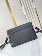 LOUIS VUITTON DAUPHINE SOFT MM 24 IN BLACK SMOOTH LAMBSKIN GOLD HARDWARE