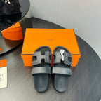 HERMES CHYPRE SANDAL BLACK CALFSKIN STYLIZED
