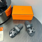 HERMES CHYPRE SANDAL BLACK CALFSKIN STYLIZED
