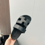 HERMES CHYPRE SANDAL BLACK CALFSKIN STYLIZED