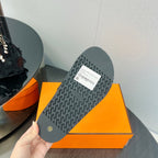 HERMES CHYPRE SANDAL BLACK CALFSKIN STYLIZED