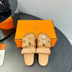 HERMES CHYPRE SANDAL LIGHT ORANGE CALFSKIN STYLIZED