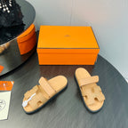 HERMES CHYPRE SANDAL LIGHT ORANGE CALFSKIN STYLIZED