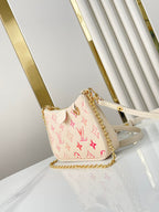 LOUIS VUITTON EASY POUCH ON STRAP 19 IN SUNRISE AQUARELLE MONOGRAM EMPREINTE LEATHER GOLD CHAIN