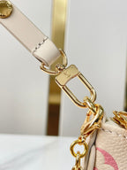 LOUIS VUITTON EASY POUCH ON STRAP 19 IN SUNRISE AQUARELLE MONOGRAM EMPREINTE LEATHER GOLD CHAIN
