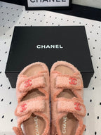 CHANEL DAD SANDALS PLATFORM IN LIGHT PINK FUR
