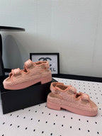 CHANEL DAD SANDALS PLATFORM IN LIGHT PINK FUR
