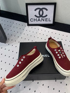 CHANEL LACELESS SNEAKERS PLATFORM IN ROSEWOOD CANVAS