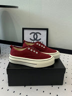 CHANEL LACELESS SNEAKERS PLATFORM IN ROSEWOOD CANVAS
