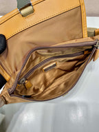 PRADA BELT BAG 18 IN SEPIA BROWN RE-NYLON AND CALFSKIN TRIM