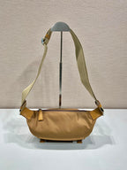 PRADA MESSENGER BAG 20 IN CIDER BROWN RE-NYLON AND CALFSKIN TRIM
