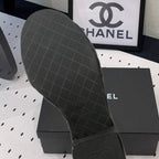 CHANEL Double  pearl platform sandals Sheepskin Black