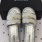 CHANEL Double  Women Silver Slippers Calfskin