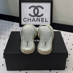 CHANEL Double  Women Silver Slippers Calfskin
