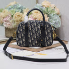 DIOR SMALL 25 D-VIBE BOWLING BAG IN BLUE MONOGRAM OBLIQUE JACQUARD