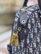 DIOR MEDIUM 31 D-VIBE BOWLING BAG IN BLUE MONOGRAM OBLIQUE JACQUARD