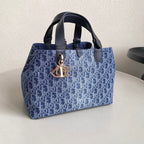 DIOR MEDIUM TOUJOURS 28 BLUE DENIM OBLIQUE JACQUARD