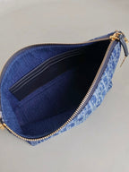 DIOR STAR 28 HOBO BAG WITH CHAIN BLUE DENIM OBLIQUE JACQUARD
