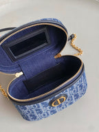 DIOR MINI VANITY CASE 16 BLUE DENIM OBLIQUE JACQUARD