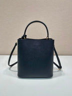 PRADA BUCKET BAG 23 IN BLACK SAFFIANO LEATHER
