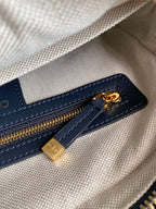 DIOR MEDIUM D-VIBE BOWLING BAG 25 BLUE JACQUARD
