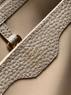 LOUIS VUITTON CAPUCINES BB 27 IN KHAKI BROWN TAURILLON GOLD HARDWARE