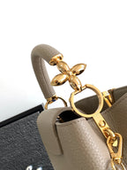 LOUIS VUITTON CAPUCINES BB 27 IN KHAKI BROWN TAURILLON GOLD HARDWARE